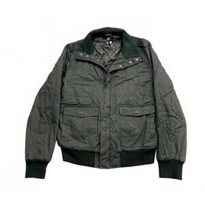 H&M Men's Quilted Lined Bomber Jacket in Dark Gray